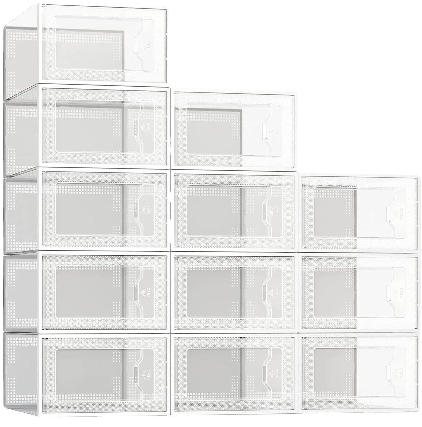 Clear Shoe Storage Box - Stackable Drawer Style Cabinet