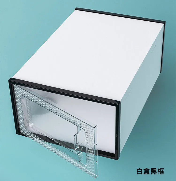 Clear Shoe Storage Box - Stackable Drawer Style Cabinet