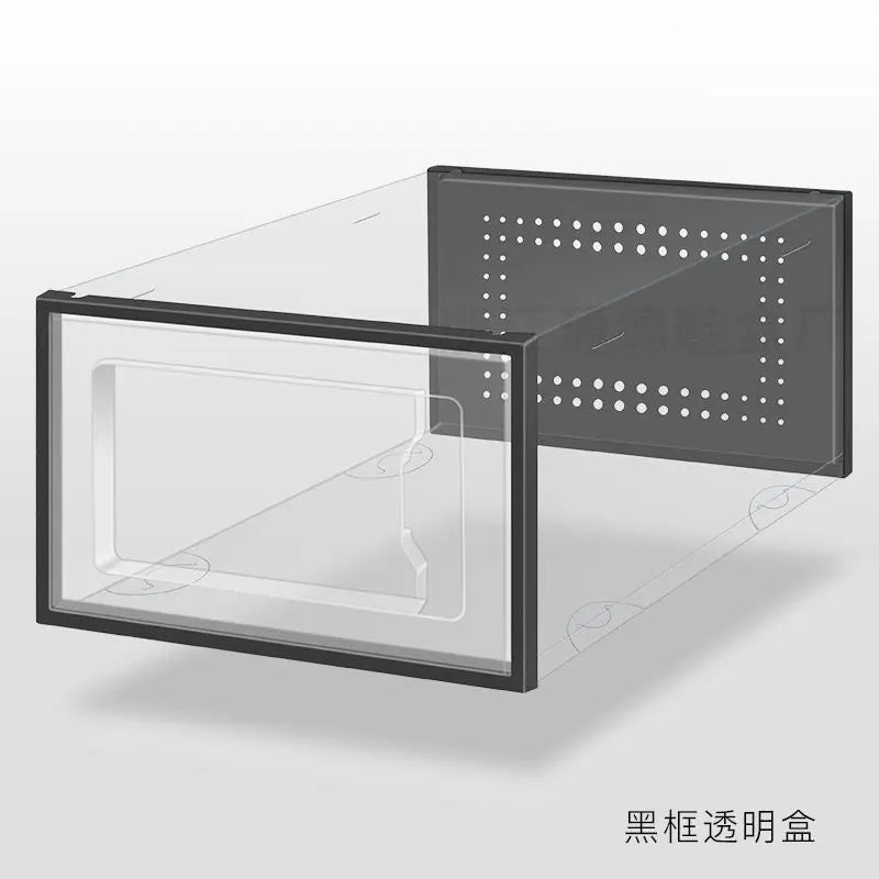 Clear Shoe Storage Box - Stackable Drawer Style Cabinet
