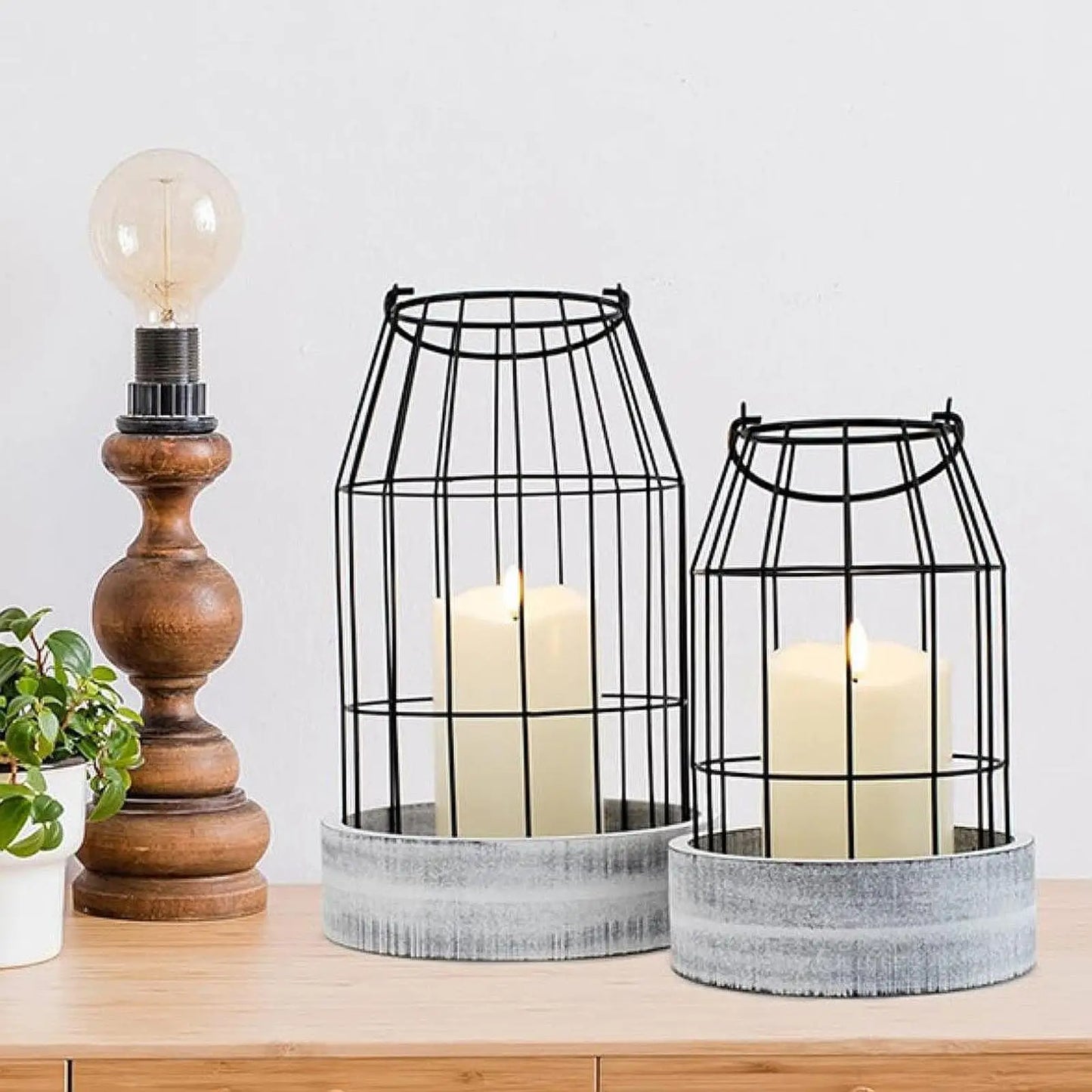 2x Farmhouse Hanging Candleholders: Ideal for Parties & Decor