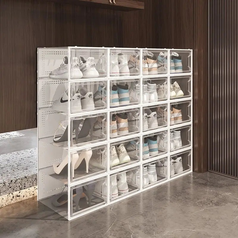 Clear Shoe Storage Box - Stackable Drawer Style Cabinet