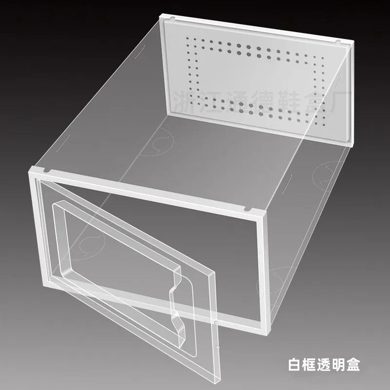 Clear Shoe Storage Box - Stackable Drawer Style Cabinet