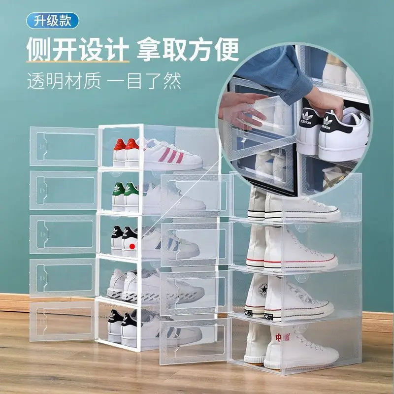 Clear Shoe Storage Box - Stackable Drawer Style Cabinet